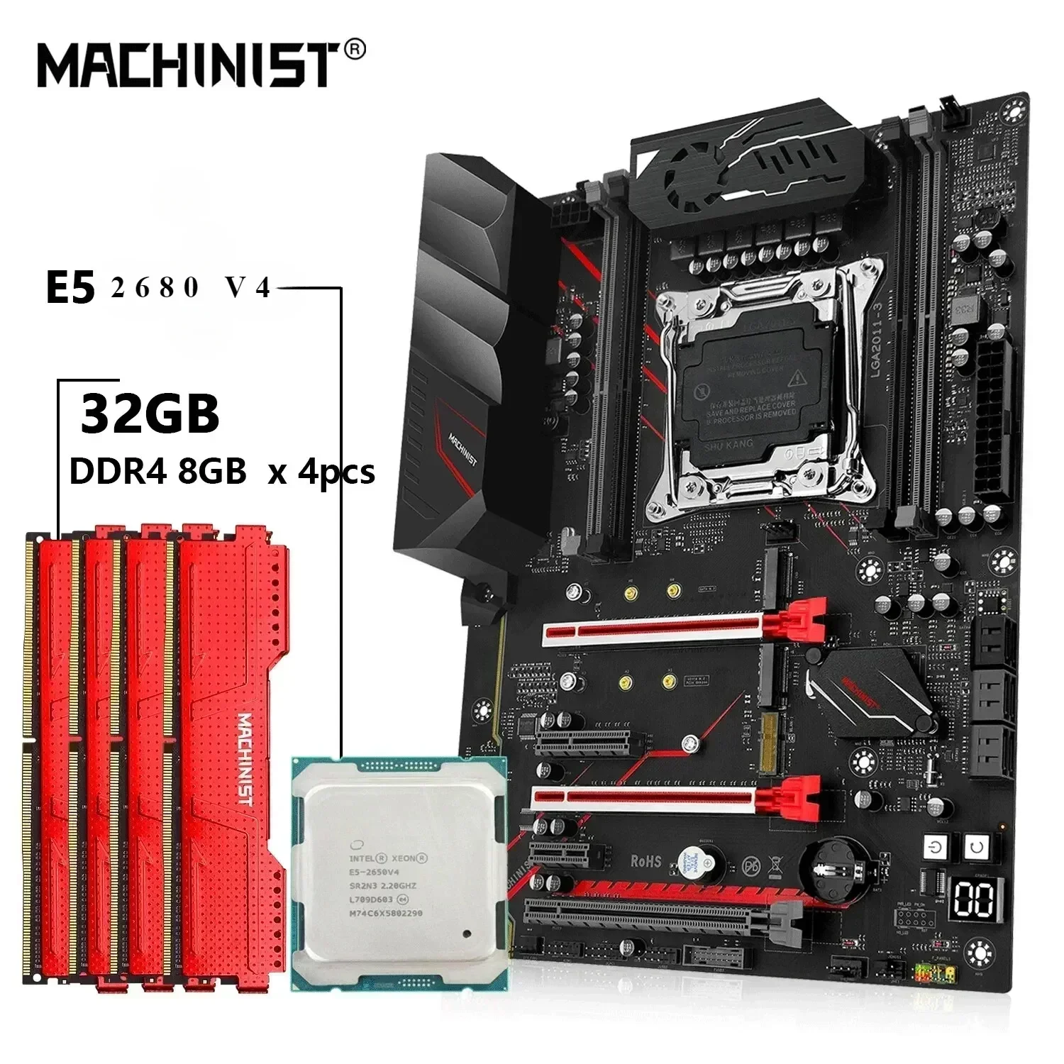 

Комплект материнской платы MACHINIST MR9A PRO MAX X99 с процессором Xeon E5 2680 V4 LGA 2011-3 DDR4 RAM 32 ГБ памяти Combo, четырехканальный