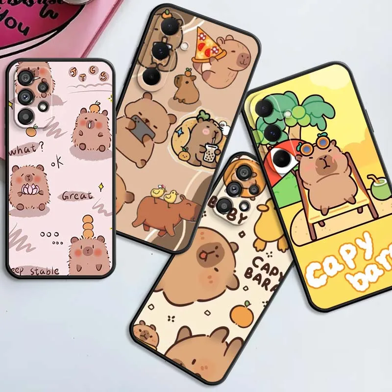 

Fun Kapibala Cute Creative Phone Case For Samsung A42 A41 A35 A34 A33 A32 A25 A24 A23 A21s A04 A03 Note 20 Ultra 5G Black