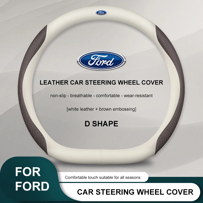 D Shape Car Steering Wheel Cover For Ford Focus mk2 mk3 Fiesta mk7 Ranger Mondeo mk4 S-MAX Kuga Mustang Ranger Explorer Escape