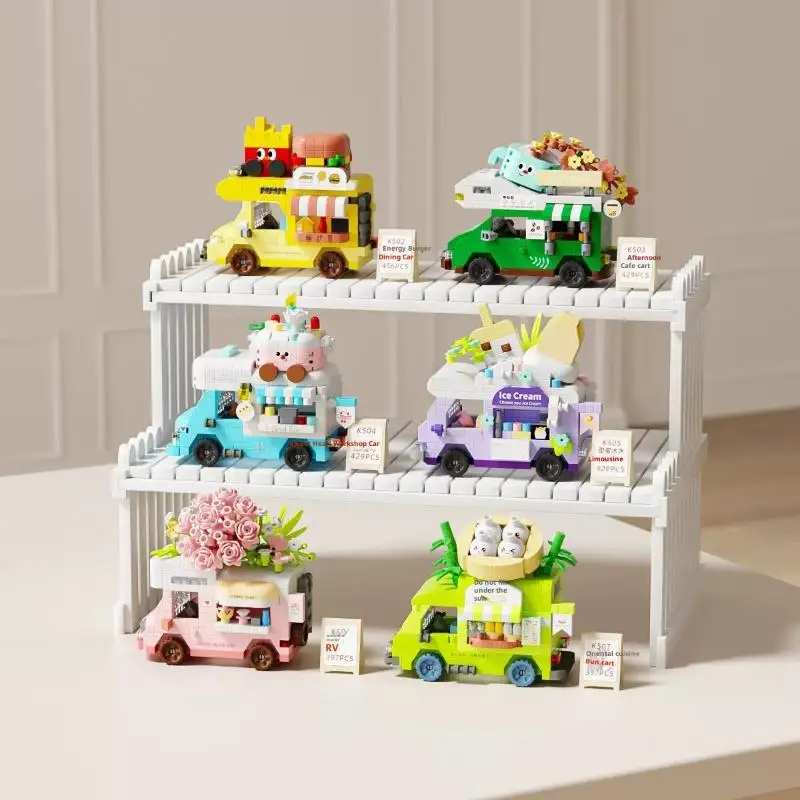 Mini Blocks Food Truck Building Kit Ice Cream Shop Set for Adults Gift for Collectors DIY Decoration