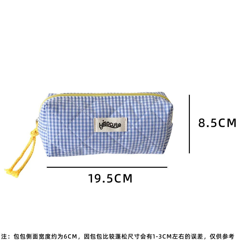 Student Color Blocking Kariertes Federmäppchen Mädchen Briefpapier Tasche Make-up Pinsel Halter Make-up Tasche Frauen Kosmetiktasche Münzgeldbörse – Detail 1