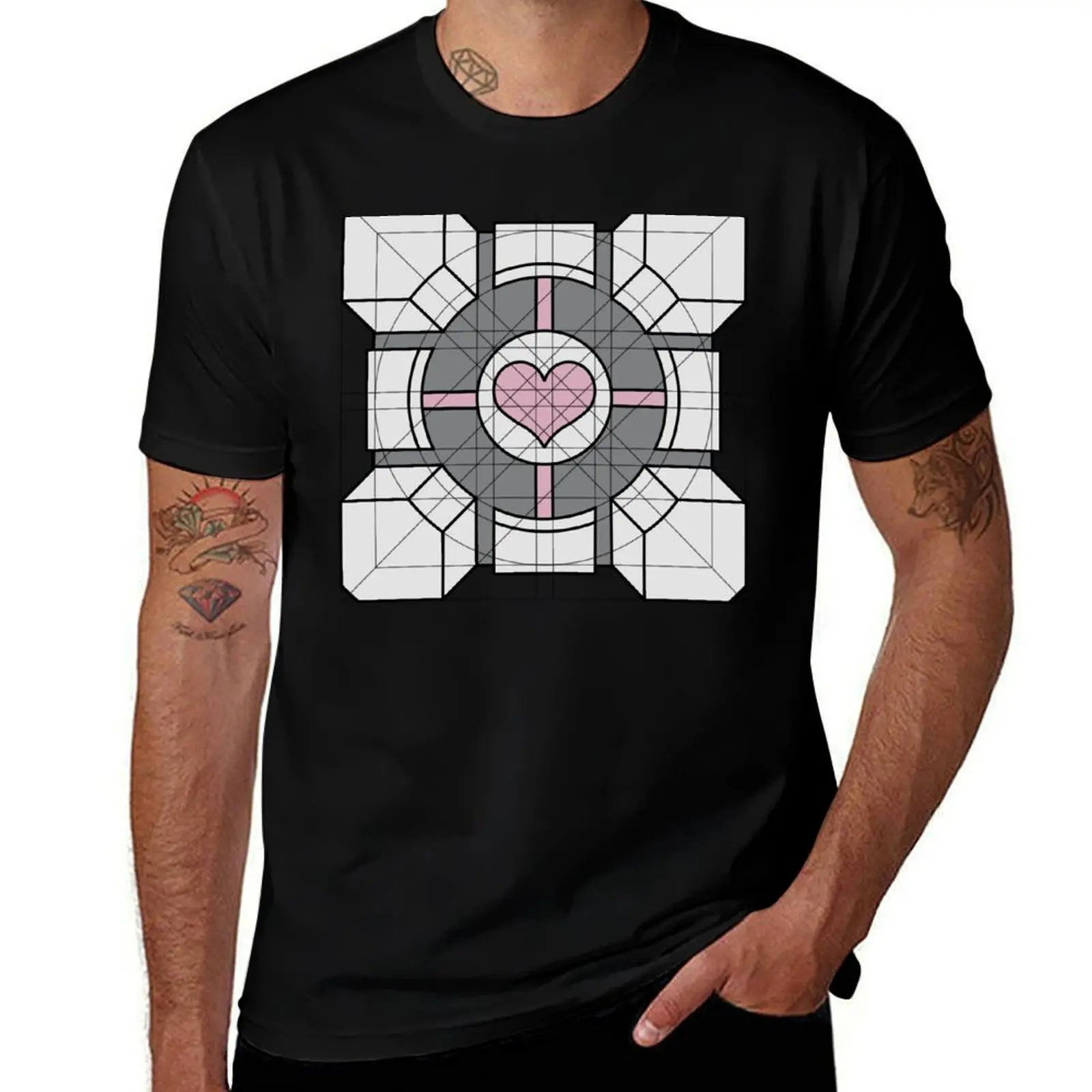 Companion Cube (Construction Box) T-Shirt cotton t shirts high quality T-Shirt