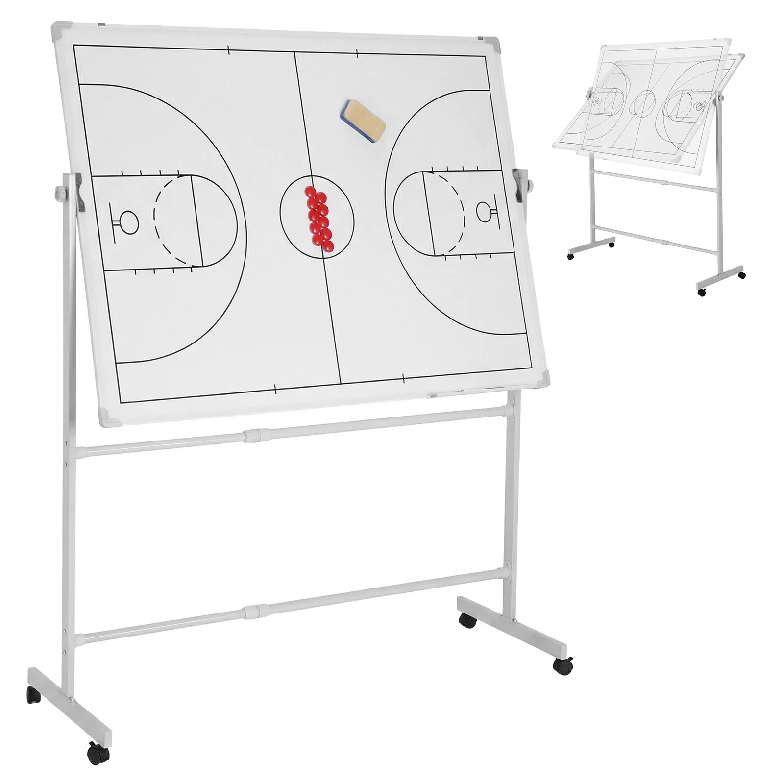 

Двусторонняя доска для сухого стирания с поворотом на 360 градусов, регулируемая по высоте, с магнитами, маркером и ластиком для тренеров