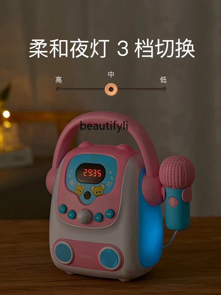 Máquina de cantar para bebês, karaokê com microfone estéreo, ktv, brinquedo para meninas, música k