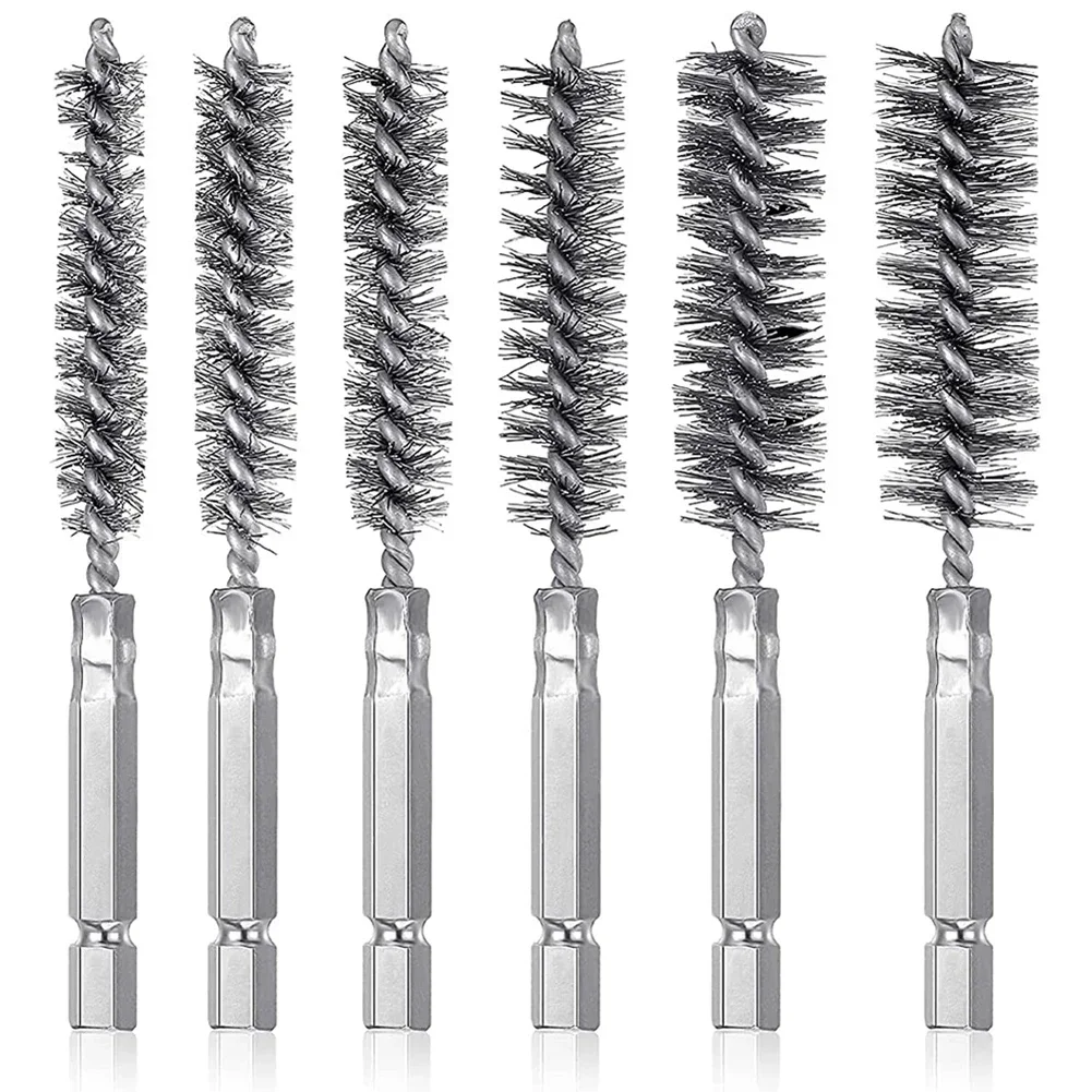 1PC สแตนเลสสตีลแปรงลวด Hex Shank Power เจาะแปรงลวดหลอดเครื่องจักรแปรงทําความสะอาดสนิมขัด