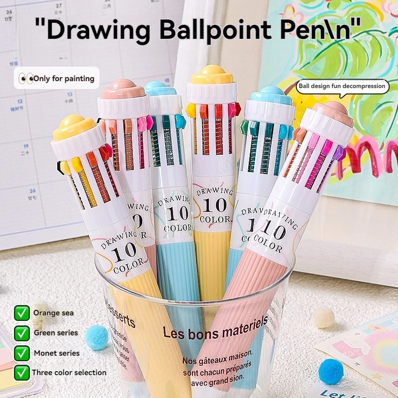 3/6 عبوات من أقلام متعددة الألوان، 28/58 لونًا، قلم حبر جاف ملون 10 في 1، كتابة سلسة بنقطة دقيقة 0.8 مم، أقلام حبر جاف قابلة للسحب #4