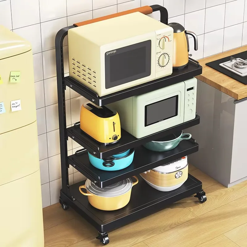 Multi-layer pot racks stackable kitchen storage corner swivel counters pull-down stand shelf liners available with wheels