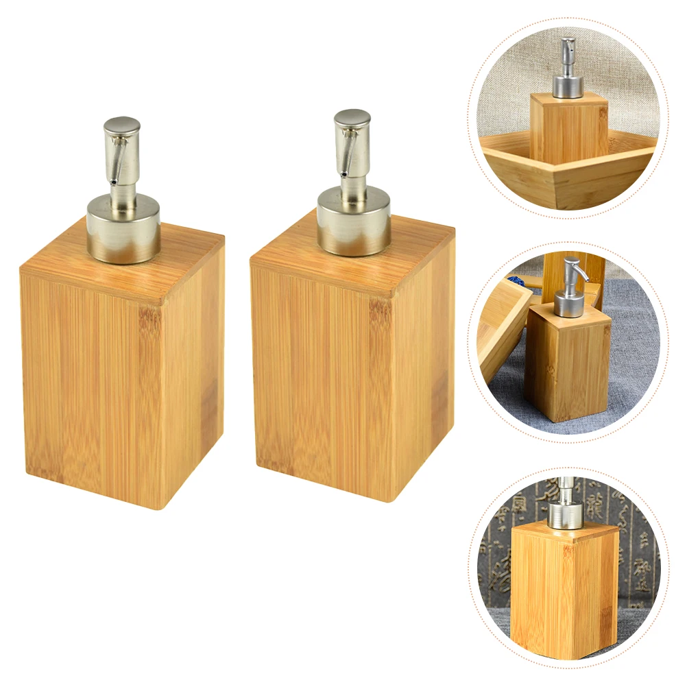 Dispenser con pompa in acciaio inossidabile di bambù Bottiglie di sapone per shampoo da viaggio riutilizzabili Gel da bagno portatile H Storage No
