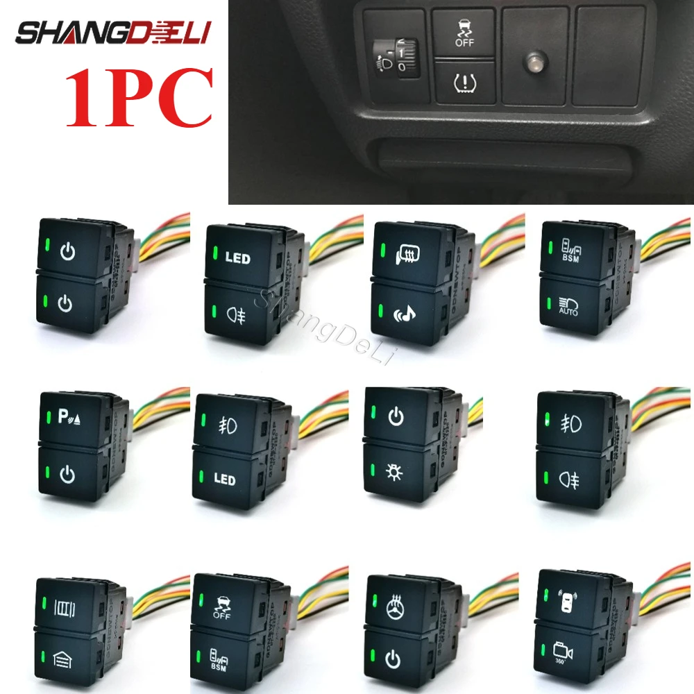 1PC Car Dual Switch LED DRL Fog Light Power on Off Radar Auto Light Switch Button with Wire for Honda CRV URV AVANCIER CITY