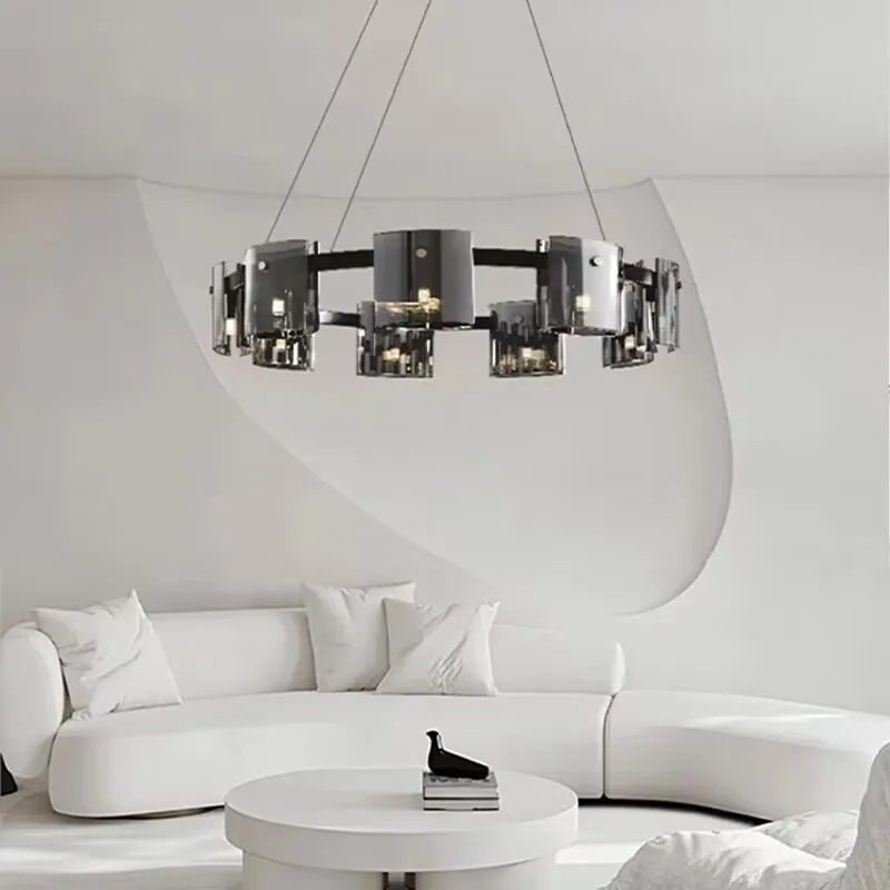 Modern Artistic Square Glass Pendant Lights Black Lustres Led Hanging Lamps For Ceiling Gold Home
