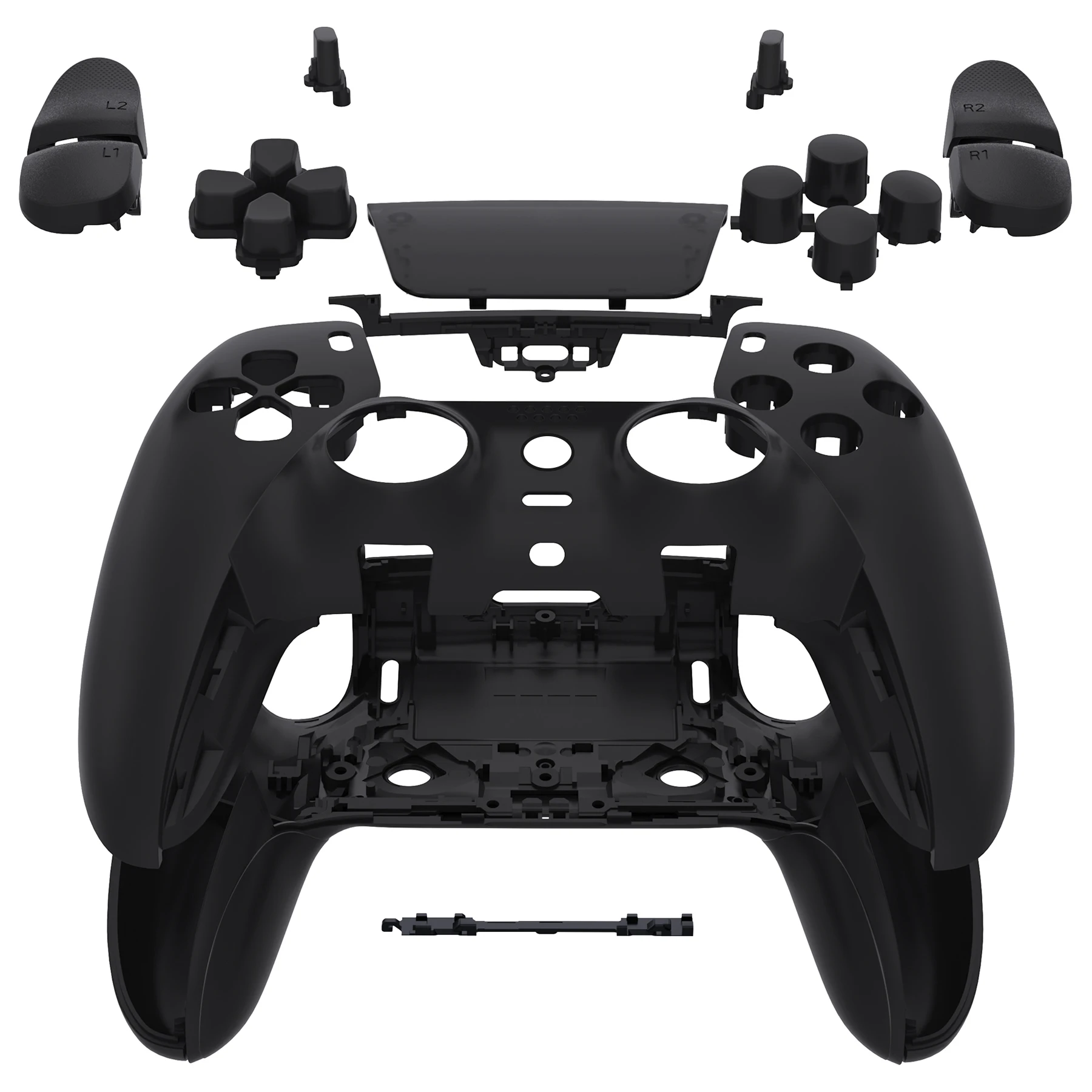 eXtremeRate Black Full Set Housing Shell with Buttons Touchpad Cover for ps5 Edge Controller - Single & Transparent Series