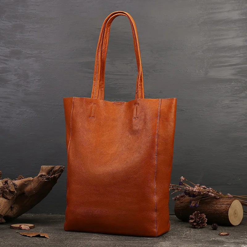 Vintage Tote Bag for Women Genuine Leather Timeless Luxury Shoulder Bag Everyday Convertible Large Capacity