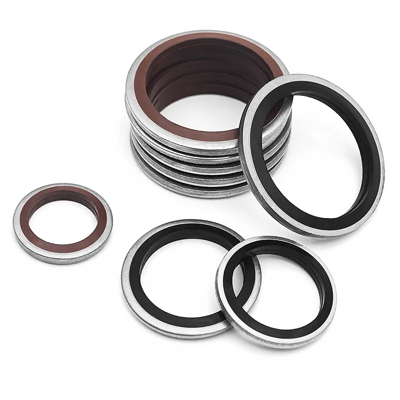 10 Pcs NBR/FKM O-Ring Rubber Metal Seal High Temperature Wear Resistant Pipe Gasket Fuel Line Connection Seal Bonded Washer