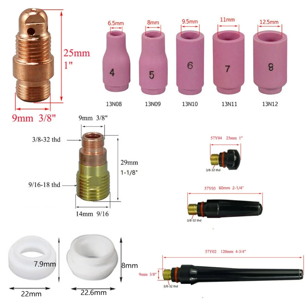 

Complete 55pcs Welding Torch Accessories Kit Copper Electrode for Argon Welding Tools Practical and Robust Set