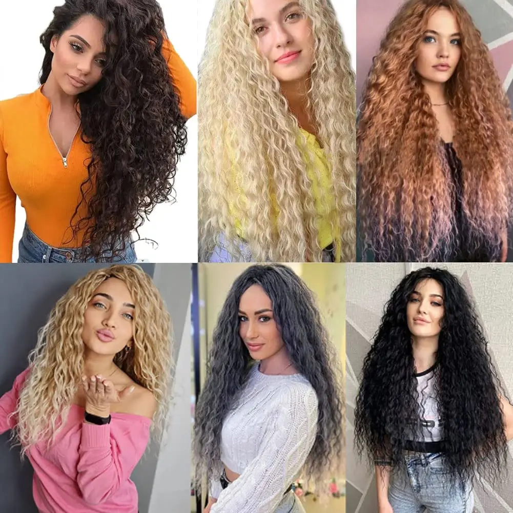 Rizos Afro sintéticos para mujer, trenzas de ganchillo de onda profunda, cabello de ganchillo Natural degradado, extensiones de cabello trenzado de 32"