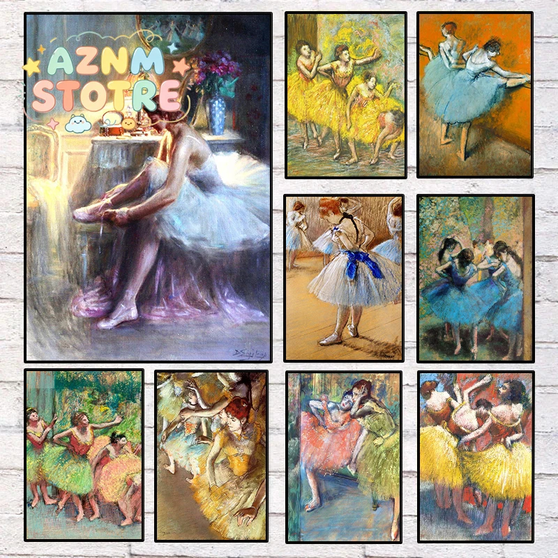 Vintage Edgar Degas Impressionist Dancer Portrait Poster Ballet Dancing Artwork Canvas Painting Wall Art Dance Room Home Deco