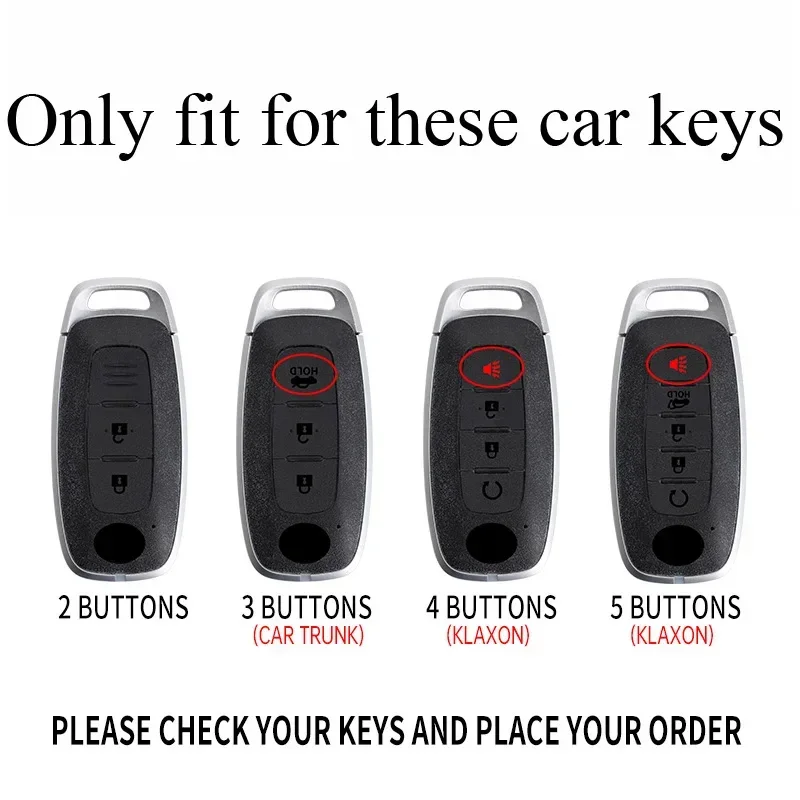 Car Zinc Alloy Key Case For Nissan Versa Maxima Rogue Armada Sentra Qashqai X-Trail 2/3/4/5Buttons 2022 2023 2024 Accessories