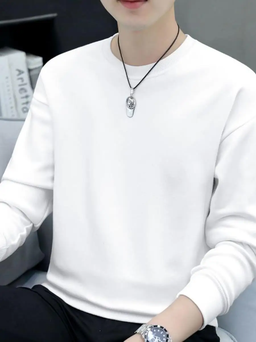 

Men's Pure Color round Ne Sweatirt Loose Long Sve Autumn Winter New Sle Versatile Hoodie Casual Comfortable Streetwear