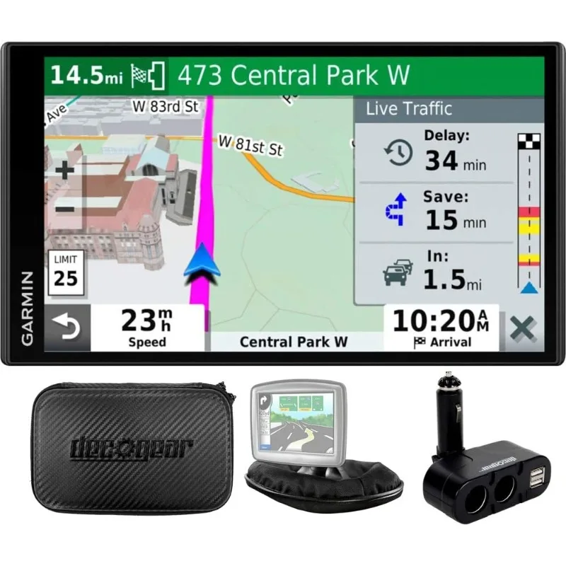 

Garmin 010-N2038-02 GPS-навигатор Drivesmart 65T (обновленный) | Комплект с двойной электронной автомобильной розеткой постоянного тока 12 В/24 В, универсальной утяжеленной