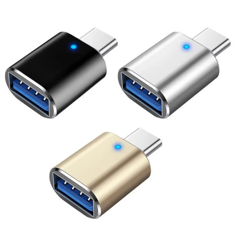 1-4pcs LED USB 3.0 To Type C Adapter OTG To USB C USB-A To Micro USB Type-C Female Connector For Xiaomi Adapters
