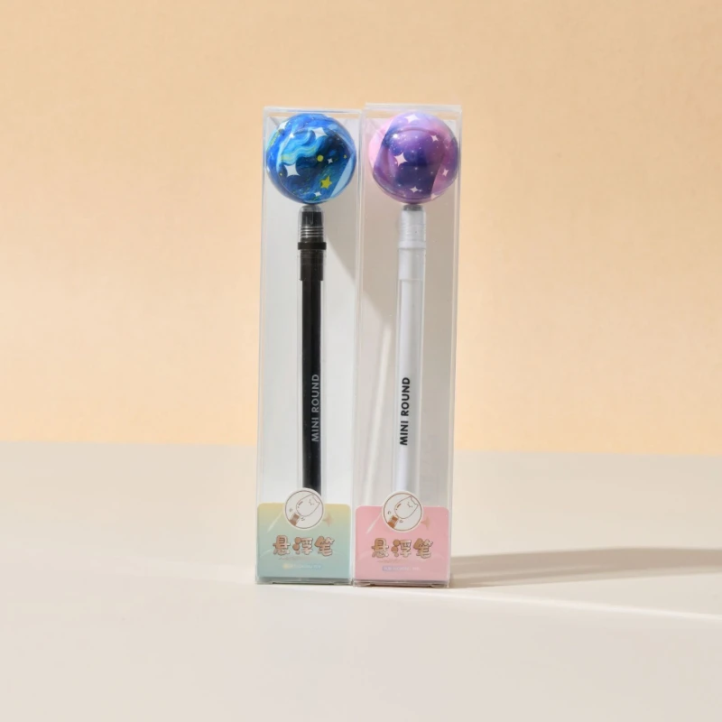 Kawai Planet Suspension Decompression Fun Gel Pen 720° Rotating Starry Sky Magnetic 0.5 Needle Tube Creative Black Pen Supplies
