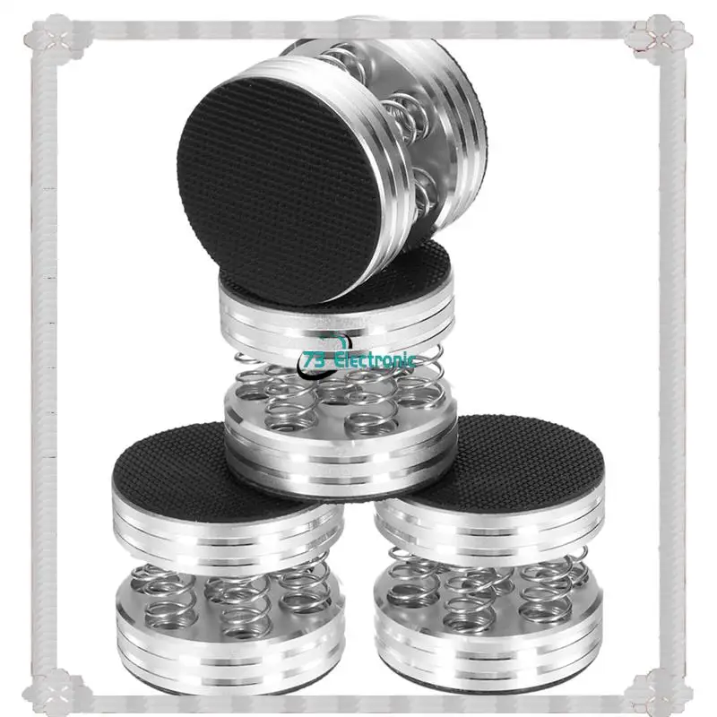 Pés de plaforma de isolamento de alumínio, entrega em 24 horas, 4 peças para amplificador de áudio, alto-falante, reprodutor de plataforma giratória, picos de choque de alta fidelidade, barragem de mola