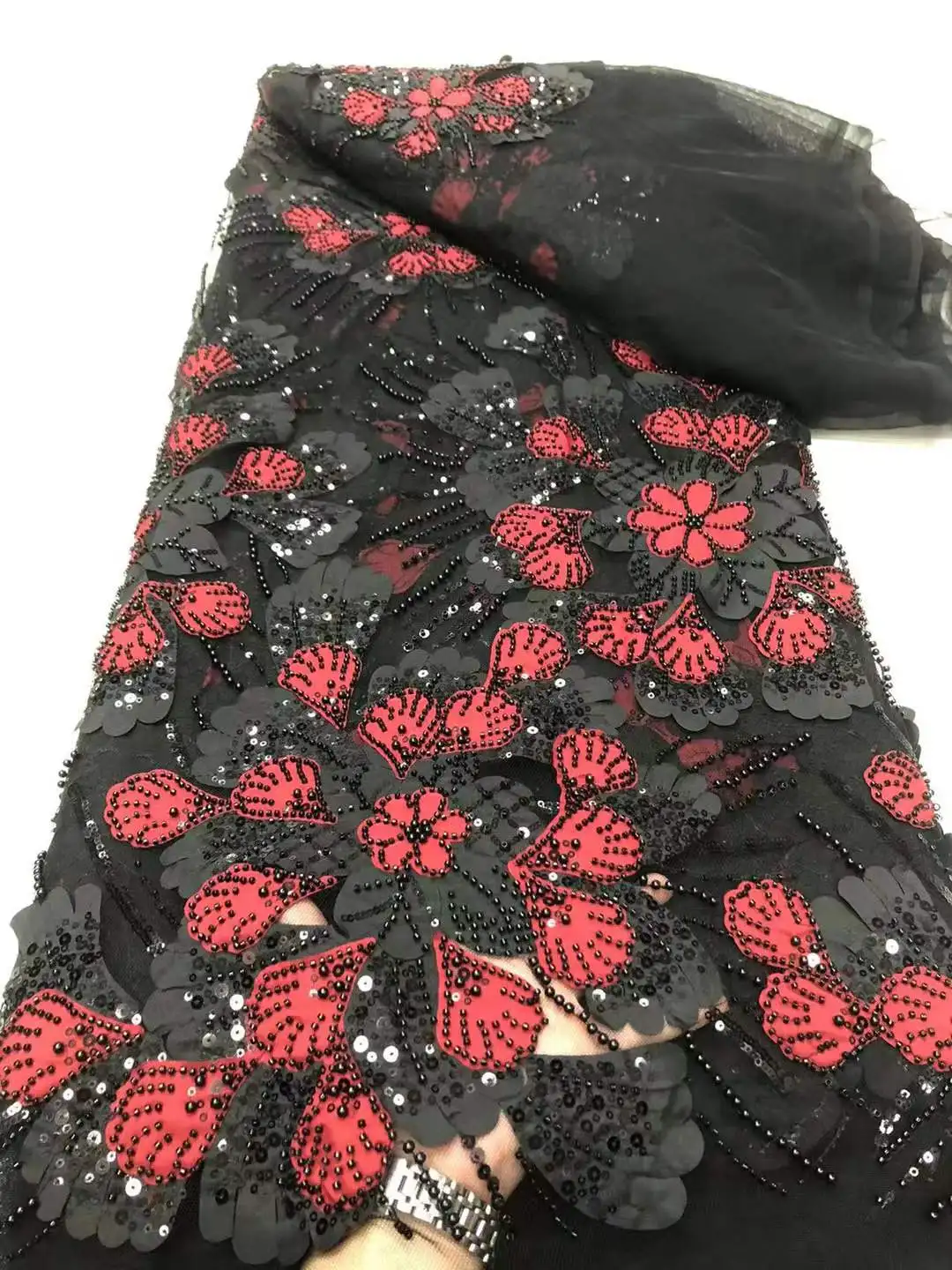 

Luxury African Sequins Beaded Lace Fabric 2025 High Quality Groom Nigerian Wedding Bridal Embroidery French Tulle Sewing
