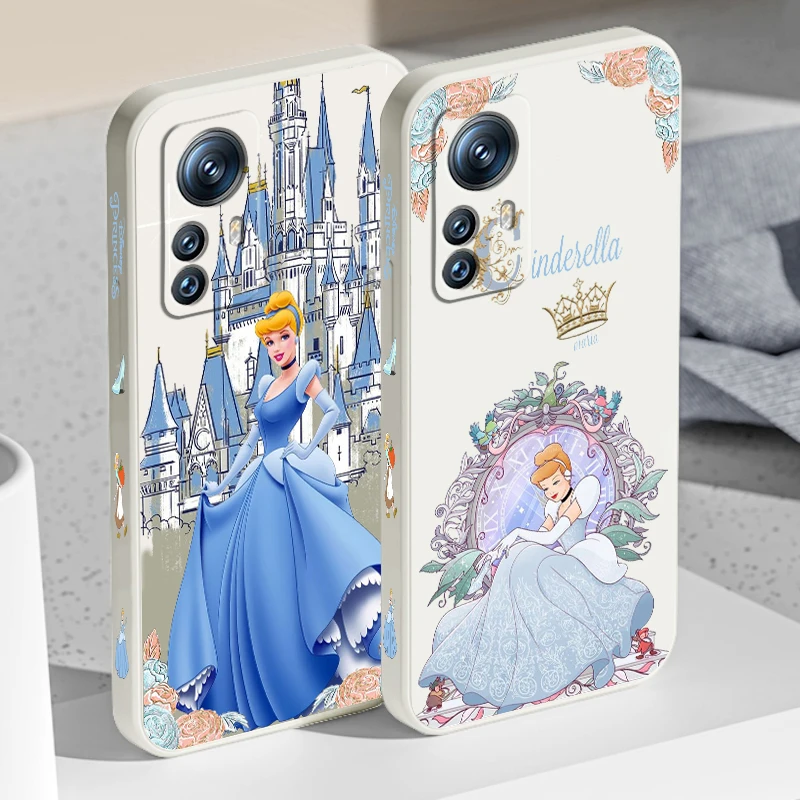 Cinderella Disney Fashion Cute Liquid Left Rope For Xiaomi Mi 14 13T 13 12T 12 11T 11i 11 A3 10T 10 9 Pro Lite Ultra 5G Funda