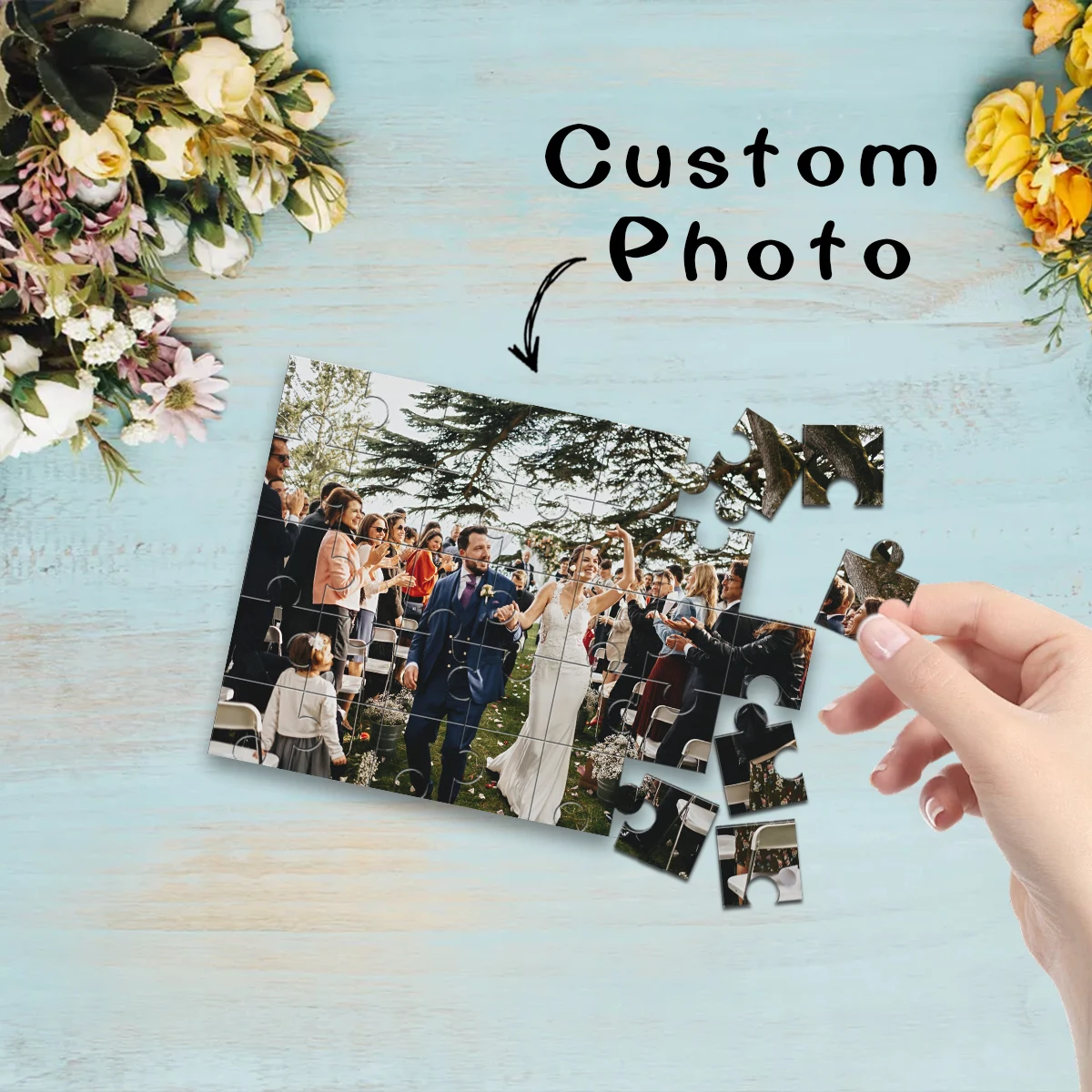 

1pc Custom Photo Single Portrait Wooden Jigsaw Puzzle,Ideal Anniversary,Wedding,Birthday,Valentine Gift For Family Friends