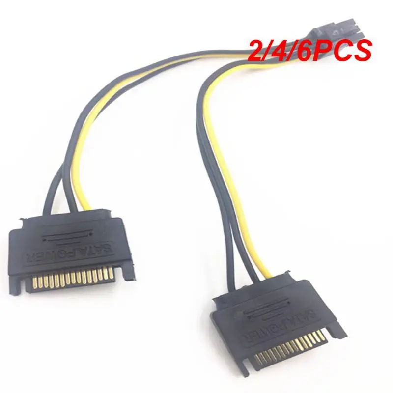 2/4/6PCS Splitter 6-pin To Sata Stable Performance 20cm Black Computer Hardware Cable Graphics Card Power Cable One Point Two