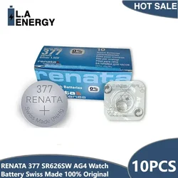 10PCS RENATA LONG LASTING 377 SR626SW Brand New SR626 V377 AG4 Watch Battery Button Coin Cell Swiss Made 100%Original