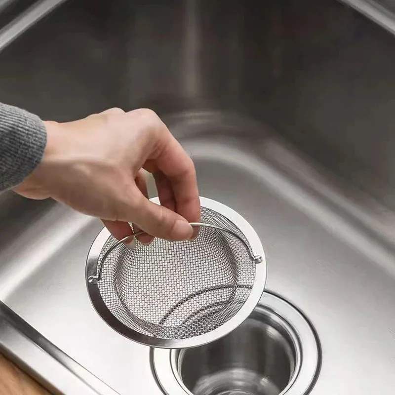 Stainless Steel Kitchen Sink Strainer Thickened Anti Clog Drain Filter Universal Leak Proof Mesh for Sink Basket Debris Catcher