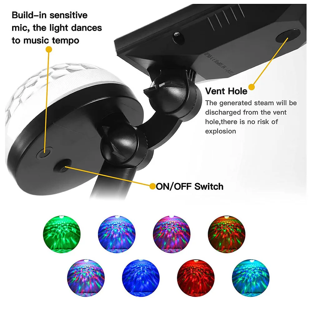 

RGB Solar Party Light Rotatable Crystal Magic Ball Disco Stage Light Waterproof Outdoor Landscape Lawn Lamp Remote Controller