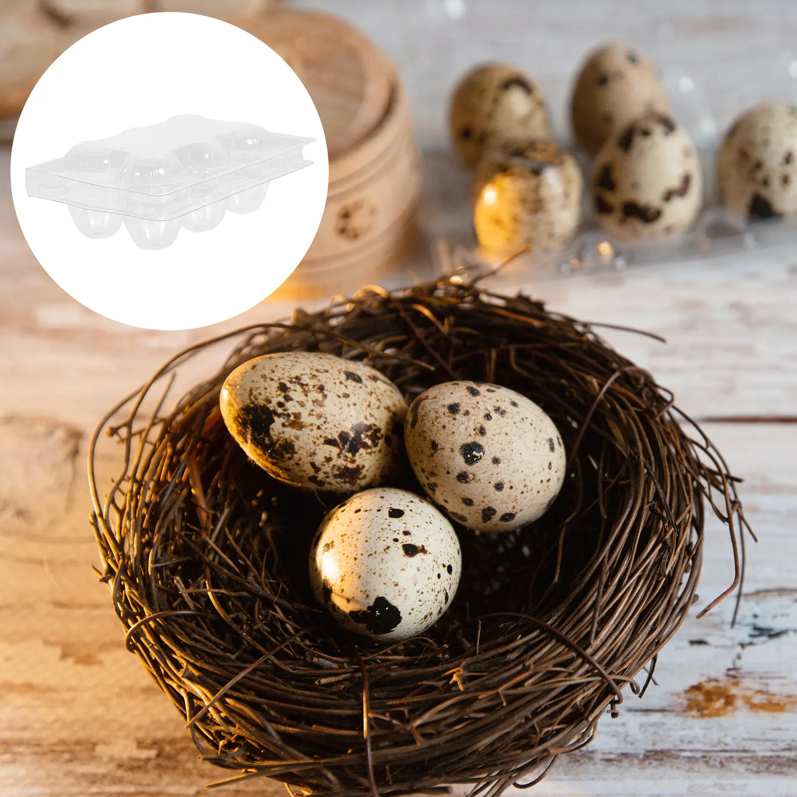 50Pcs Quail Egg Carrier Box 6 Grids Transparent Plastic Egg Storage Container Fridge Organizer Camping Picnic Container