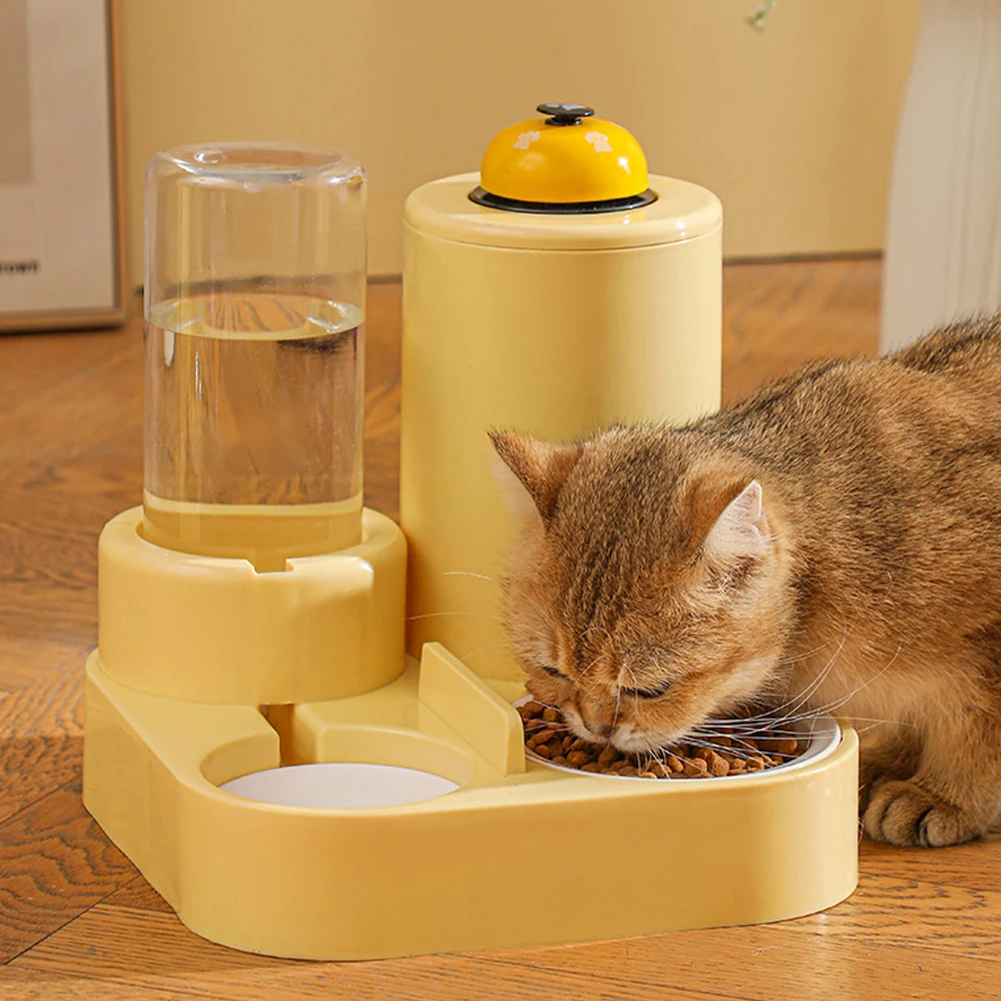 

Pet Feeder Water Dispenser Set Automatic Pet Feeder And Water Dispenser 3 In 1 With Bell Suitable For Dogs Cats Pets