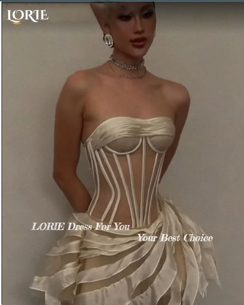 LORIE Vintage Lace Short Wedding Dress Swetheart Appliques Strapless Sexy Pleats Mini Bridal Gown Princess Bride Gown Customized
