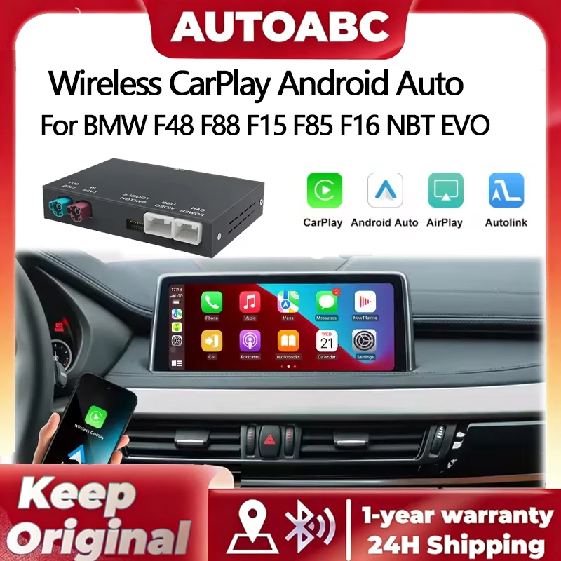 Für BMW F48 F88 F15 F85 F16 NBT EVO System Drahtloses CarPlay Android Auto Modul mit Bluetooth Mirror Link Navigation