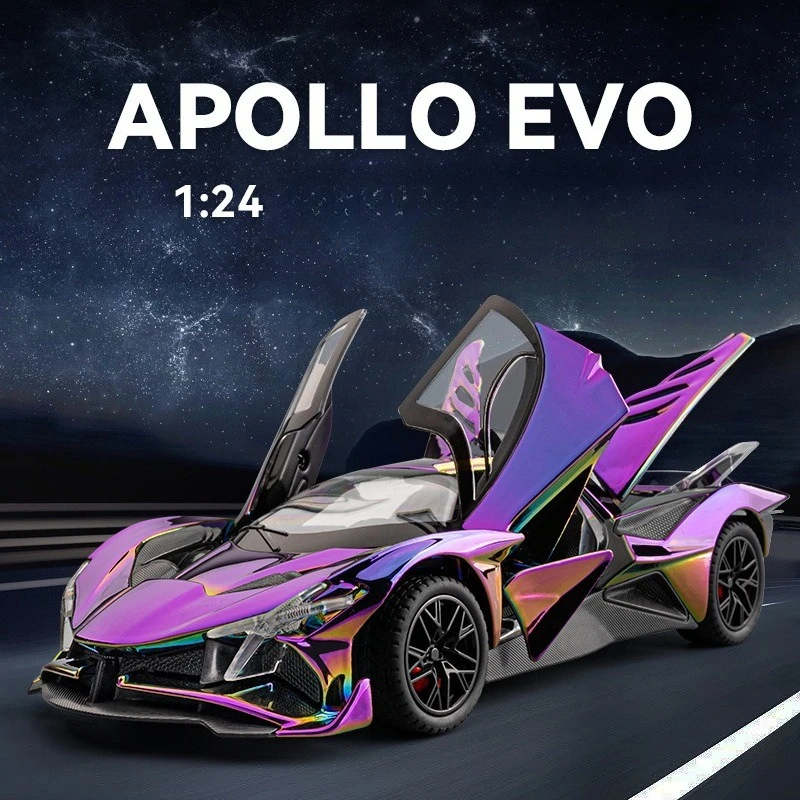 CHE ZHI1:24EVO symulacja modelu samochodu sportowego dźwięk i światło ciągnij do tyłu czterodrzwiowy samochód zabawkowy kolekcja najlepsze prezenty dla dzieci i dorosłych