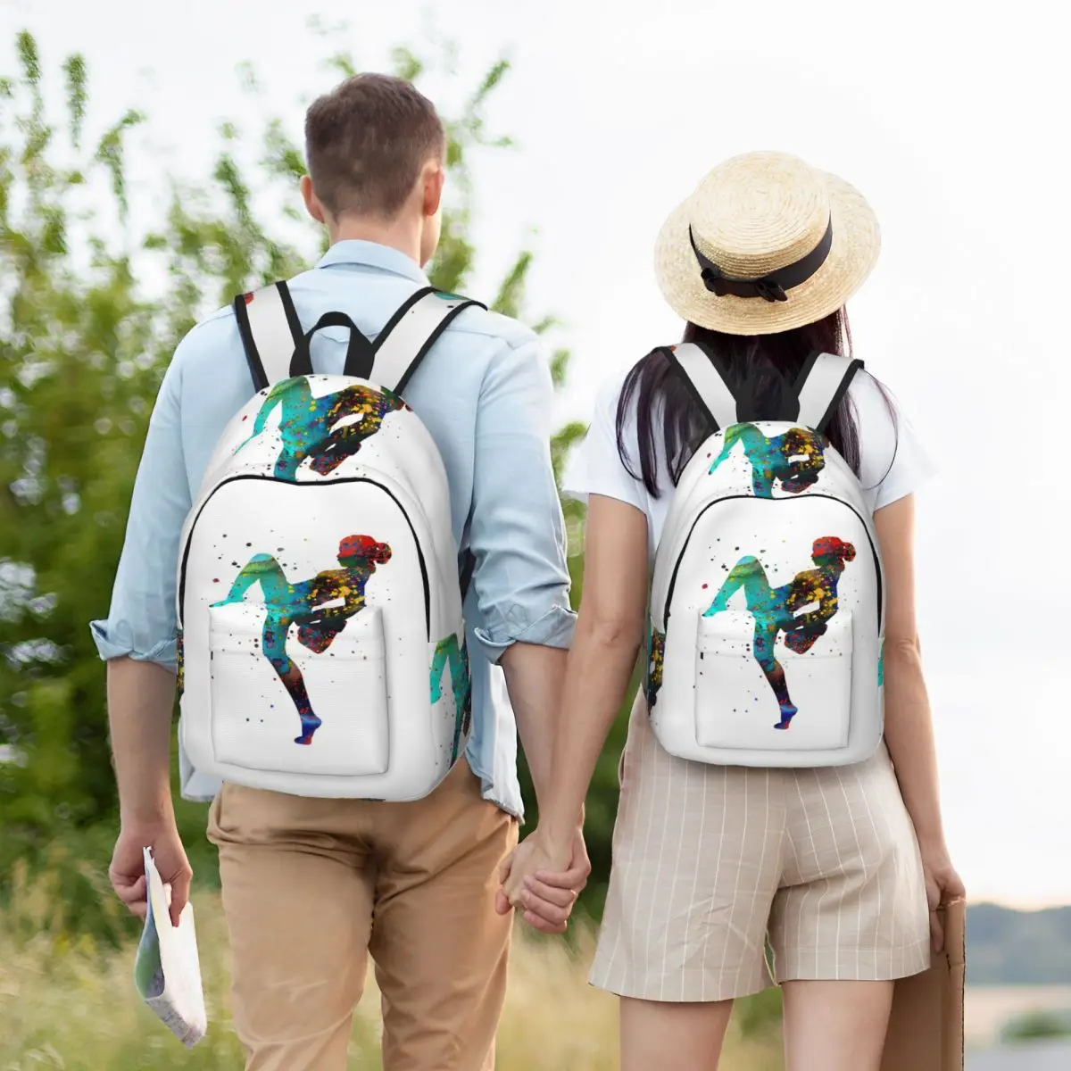 Twin Tiger Sak Yant Tattoo Thailand Muay Thai Student Backpack School Bag Hiking Daypack for Men Women Bookbag Shoulder Bags