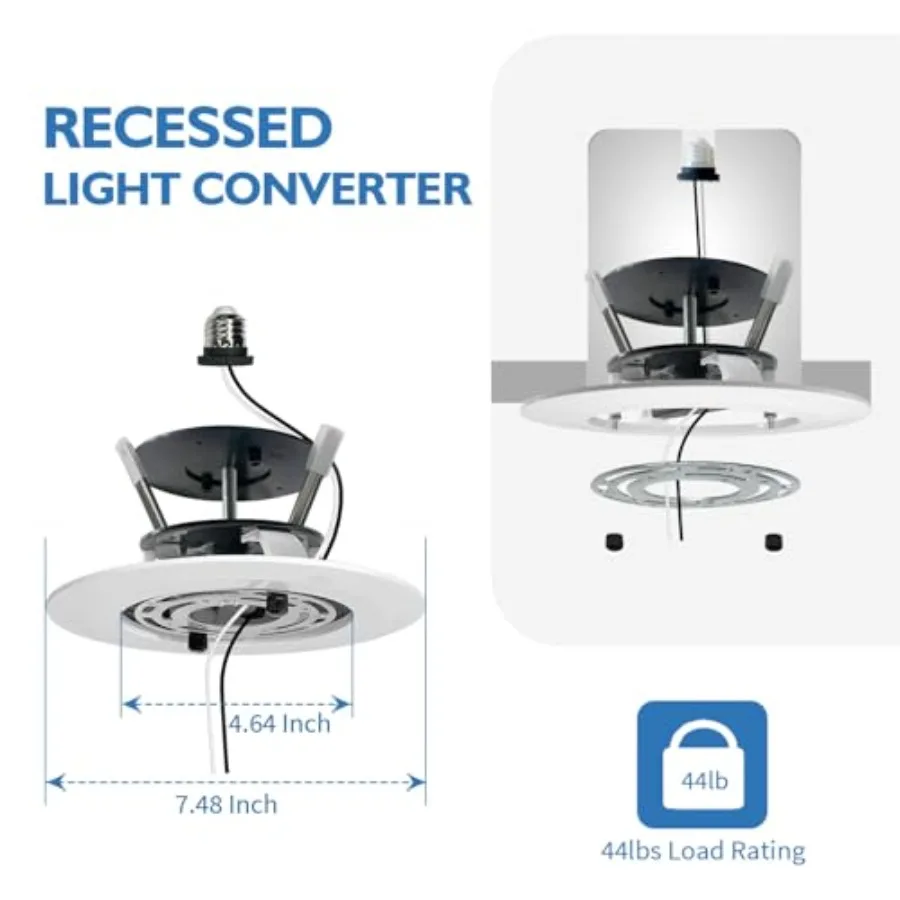 5/6" Instant Recessed Can Light Conversion Kit to Pendant LightHanging Light Upgrade for Ceiling Fan Light Fixture White Finish view 3