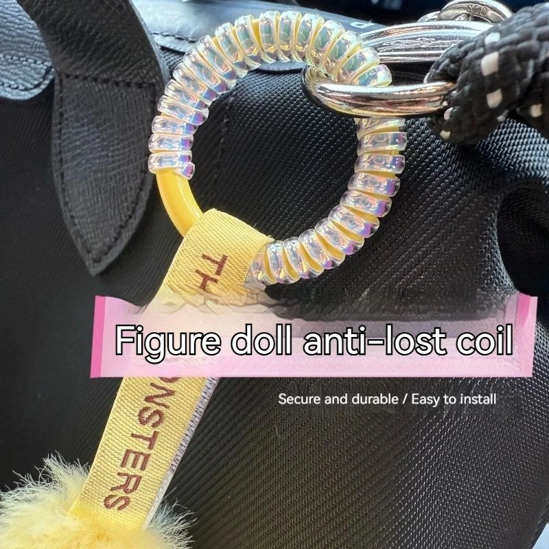 

For Labubu Cute Keychain Colorful Silicone Anti Fall Coil Rope Exquisite Transparent Buckle Protection Accessories