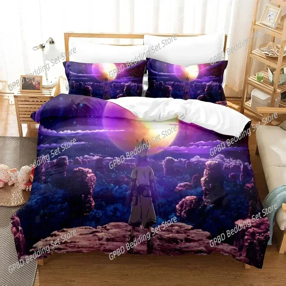 3D Printed Dr.Stone Senku Bedding Set Single Twin Double Queen King Cal King Size Bed Linen Set