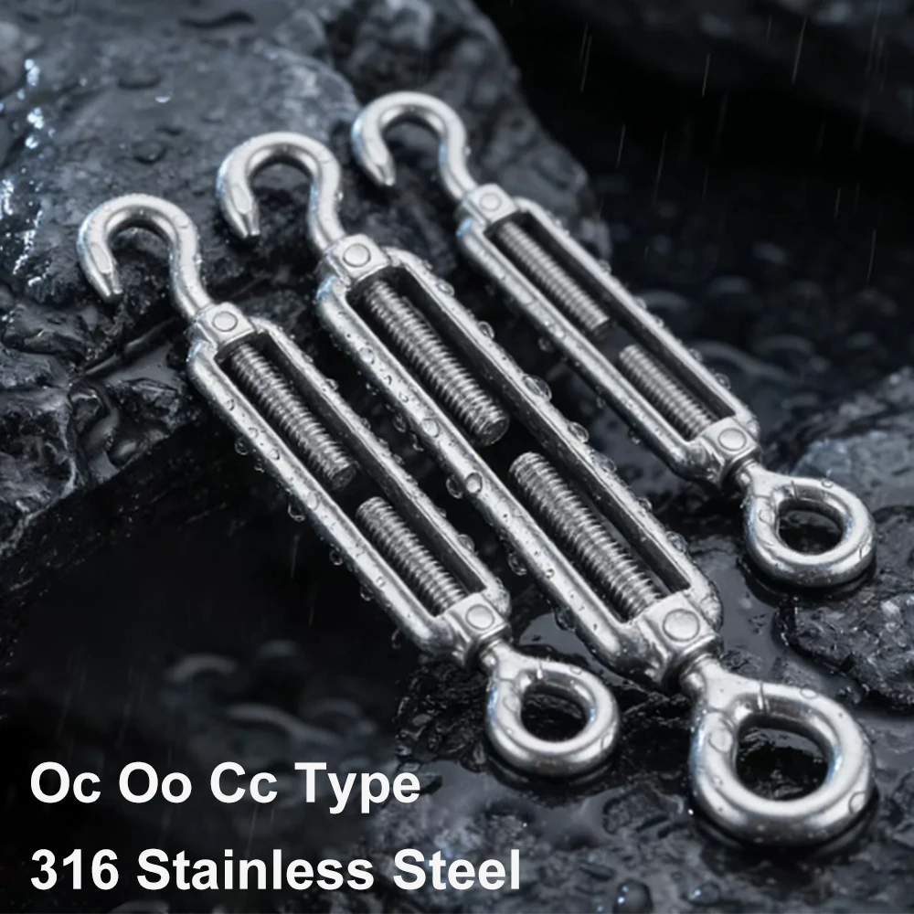 1pcs Oc Oo Cc Type Hooks & Eye Turnbuckle M4 M5 M6 M8 M10 M12 M14 M16 M18 M20 316 Stainless Steel Wire Rope Tension Tightener