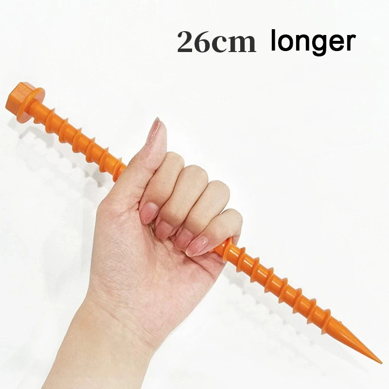 Outdoor Camping Tent Ground Nail 26cm Longer Beach Canopy Fixed Pile Spiral Pattern Nail, Mud Drilling Nail Plastic Nail