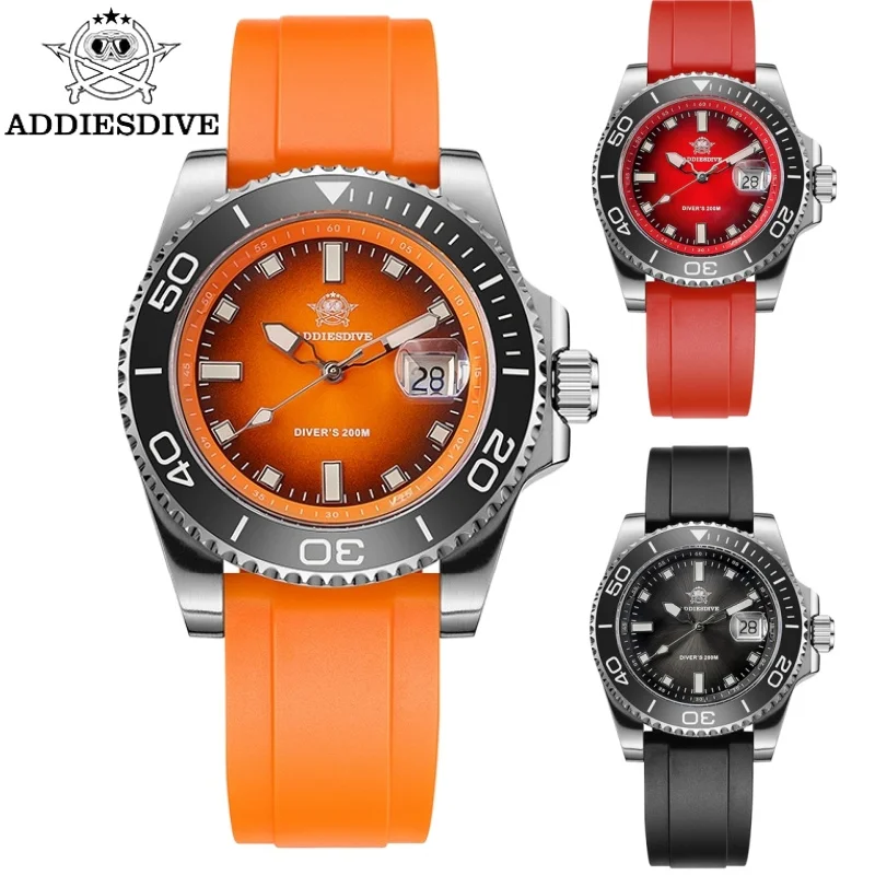 

ADDIESDIVE Hot Sale Men Fashion Watch Calendar Display Ceramic Bezel Luminous 200m Waterproof 316L Stainless Steel Quartz Watch