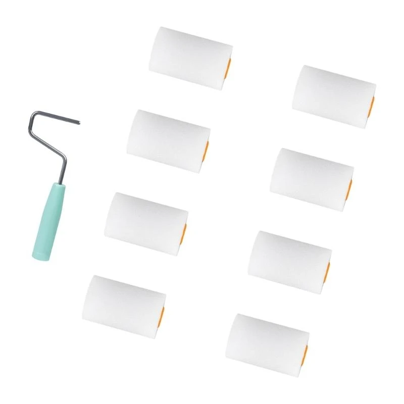 Conjunto rodillos pintura espuma 9 piezas pequeños rodillos espuma para pared y pintura muebles HX6C