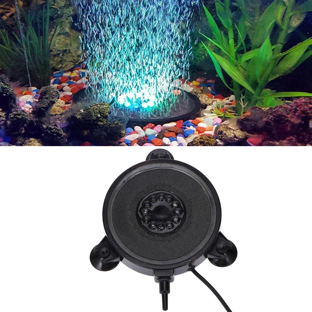 

12 LEDs Gas Pan Light Aquarium Waterproof Lamp Air Bubbles Submersible Underwater Pool Fish Tank