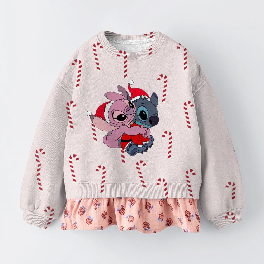 عيد الميلاد ليلو وستيتش الخريف الأطفال هوديي البلوز الفتيات ملابس رياضية أعلى الحلو ولطيف طفلة فستان طويل الأكمام الطرف #3