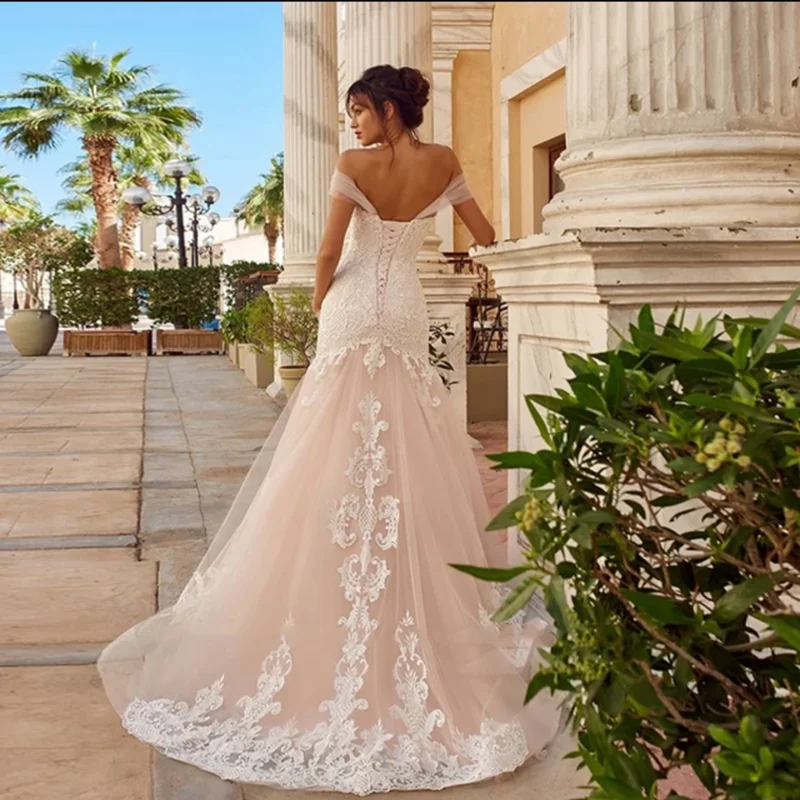 Robes de mariée sirène en tulle pour femmes, robe dos nu pour patients, tout ce qui conduit, 2024