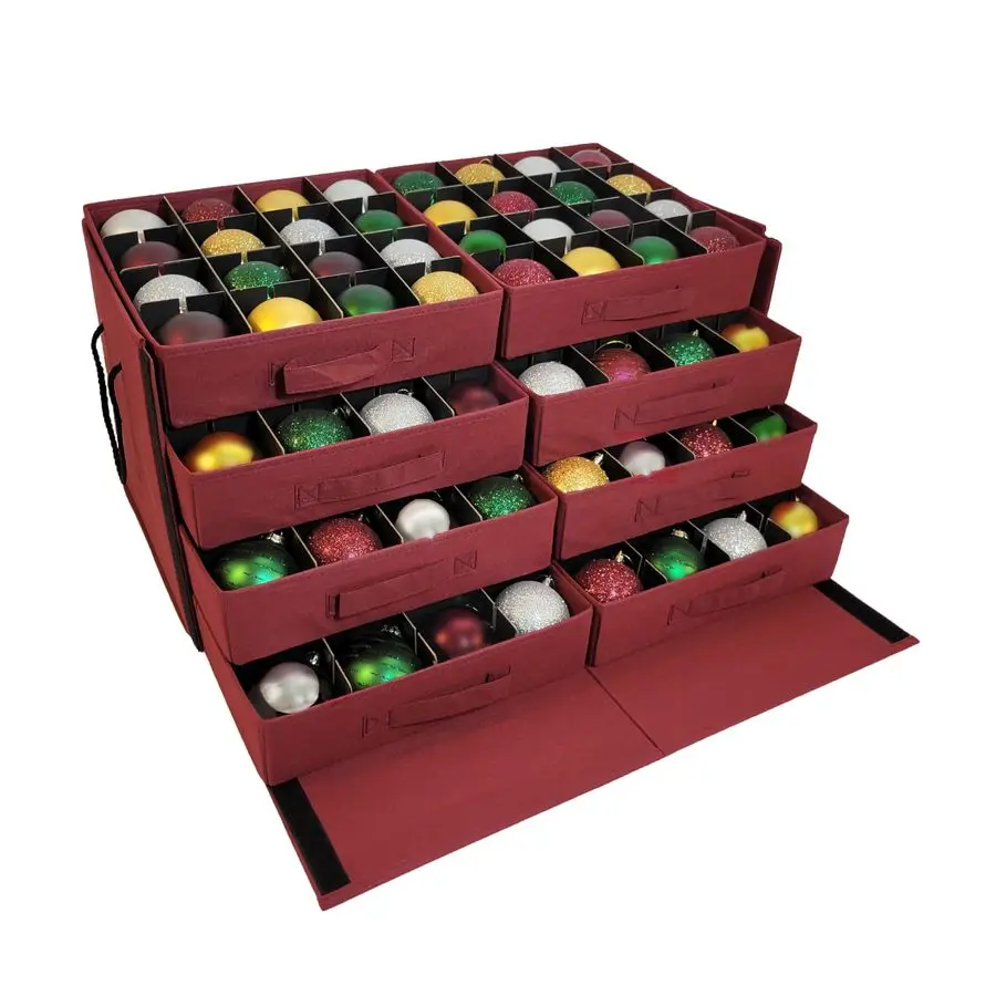 

Christmas Ornament Storage Box with Adjustable AcidFree Dividers, Holds 128 3 Inch Ornaments SB40043VT